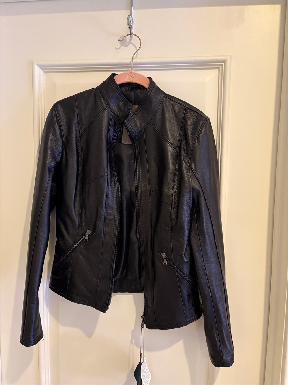 Women's Black Leather Moto Jacket